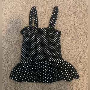 Tucker and Tate Fit and Flare Tank Top, Black and White Polka Dots.